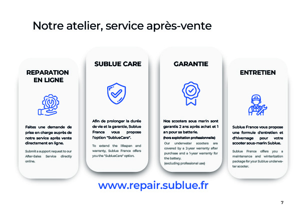Brochure Sublue - scooters sous-marins